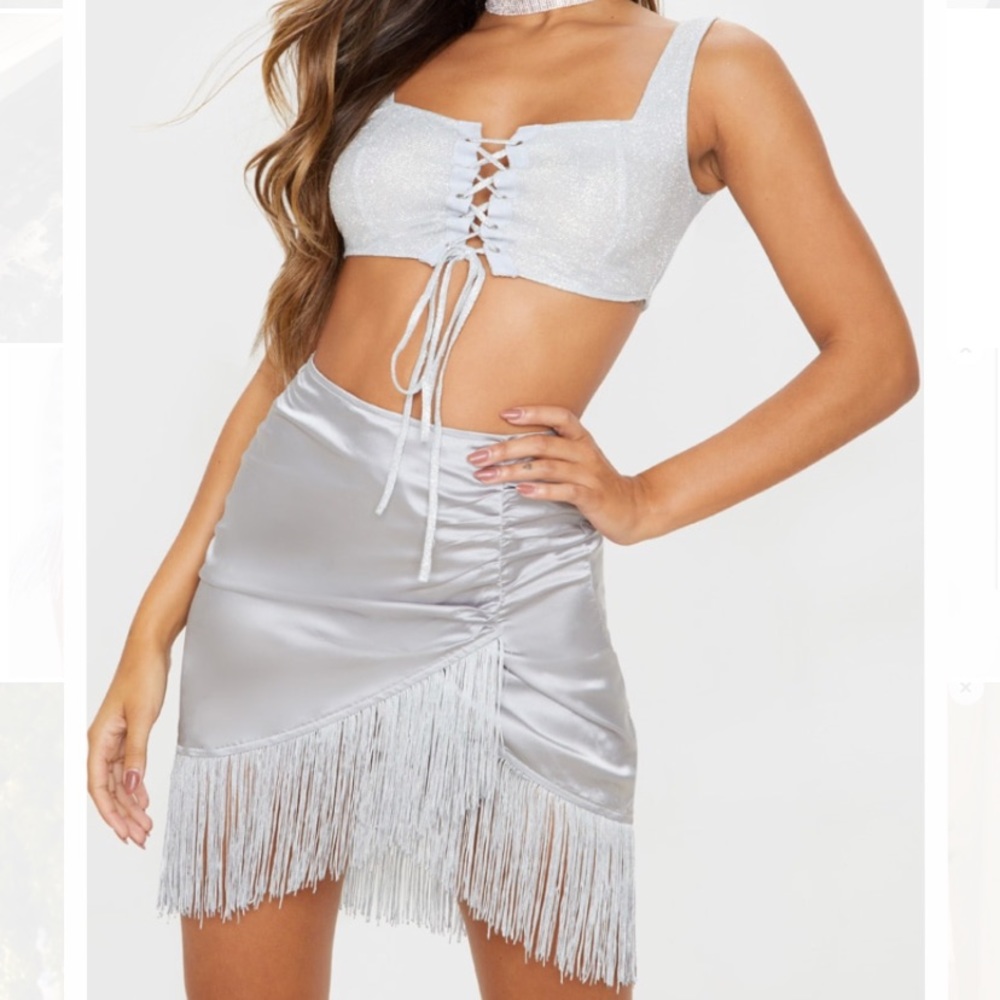 NWT COMPLETE OUTFIT SET-SPARKLE TOP & FRINGE SKIRT